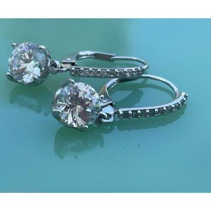 925 Silver Dangle Clear Rhinestone earrings